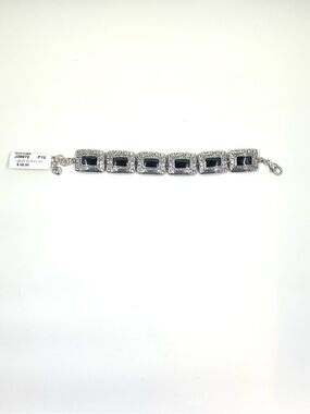 Brighton Rhythm Silver-Tone Bracelet with Black Rectangular Stones